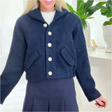 Navy Boucle Tweed Cicero Jacket