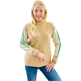 Camel & Kelly Mock Neck Cheval Sweater