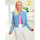 Gold Button Spring Weight Medium Wash Denim Miriam Jacket