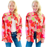 Strawberry Shortcake Ruffle Trim Quilted Patchwork Jacket