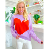 Lilac & Orange Heart Sweater