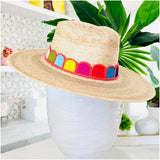 Palm Frond Scalloped Band Candy Crush Hat, Handmade in Guatemala