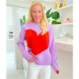 Lilac & Orange Heart Sweater