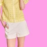 Ivory High Waist Linen Abby Shorts