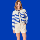 Navy, Cobalt & White Spring Stripes Azalea Cardigan (Preorder)