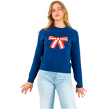 Navy & Orange Super Soft Gigi Bow Sweater