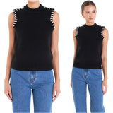 Black White Stitched Knit Courtney Top