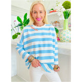 Orange & Blue Cabana Stripe Charleston Sweater Top