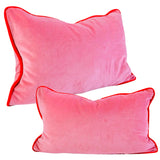 Pink & Cherry Luxe Silk Velvet Lumbar Pillow