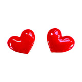 18K Gold Finished Hand Painted Red & Gold Puffy Heart Earrings, handmade in Virginia