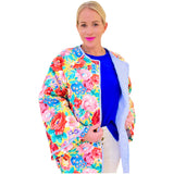 Floral Ruffle Trim Krissy Jacket w/ Pinstripe Contrast