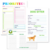 Holiday Recipe, Priorities & Dog Sitter Notepads