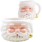 Ceramic White & Gold Santa Serving Bowl (or Planter) & Coffee Mug