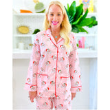 Organic Cotton Pink Vintage Santa Holiday Pajamas