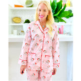 Organic Cotton Pink Vintage Santa Holiday Pajamas