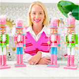 15” (TALL!) Palm Beach Pink & Green Nutcrackers