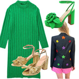 Emerald Green Knit Lenore Dress