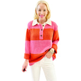 Pink & Orange Sherby Sweater w/ Ivory Contrast