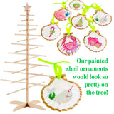Hand Painted Gold Leafed Holiday Seashell Ornaments