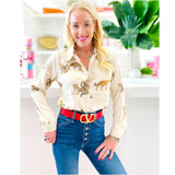Ivory Tiger Button Down Lora Blouse