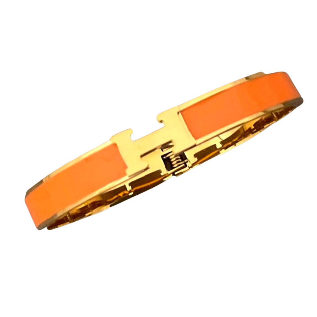 Enameled Cuff Bracelets Orange (Thin Size)