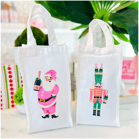 Holiday Canvas Wine Bags