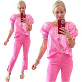 (LOVE!) Pink Flat Front Bubblegum Jeans