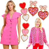 Pink Scalloped Lapel Trixie Dress
