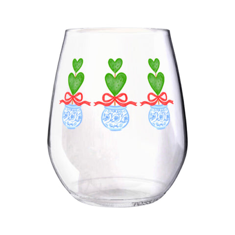 Valentines Topiary Unbreakable Wine Glasses