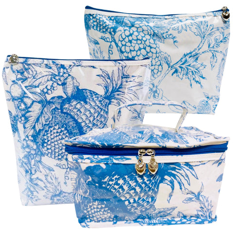 Waterproof Blue Floral Cosmetic Bags