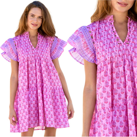 All About Pink Block Print Dress