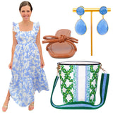 Blue Ruffle Cotton Ophelia Dress w/ Bow Back
