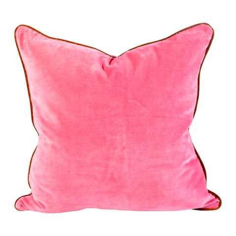 (Set of 2) Velvet 22” Pillows with Contrasting Color Trim