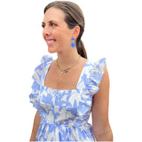 Blue Ruffle Cotton Ophelia Dress w/ Bow Back