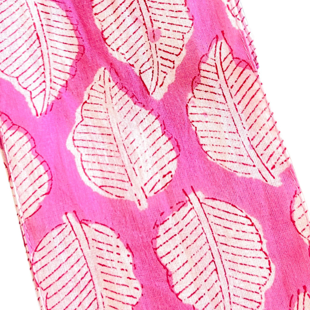 Pink Hand Block Printed Tie Shoulder Allyson Dress - James Ascher