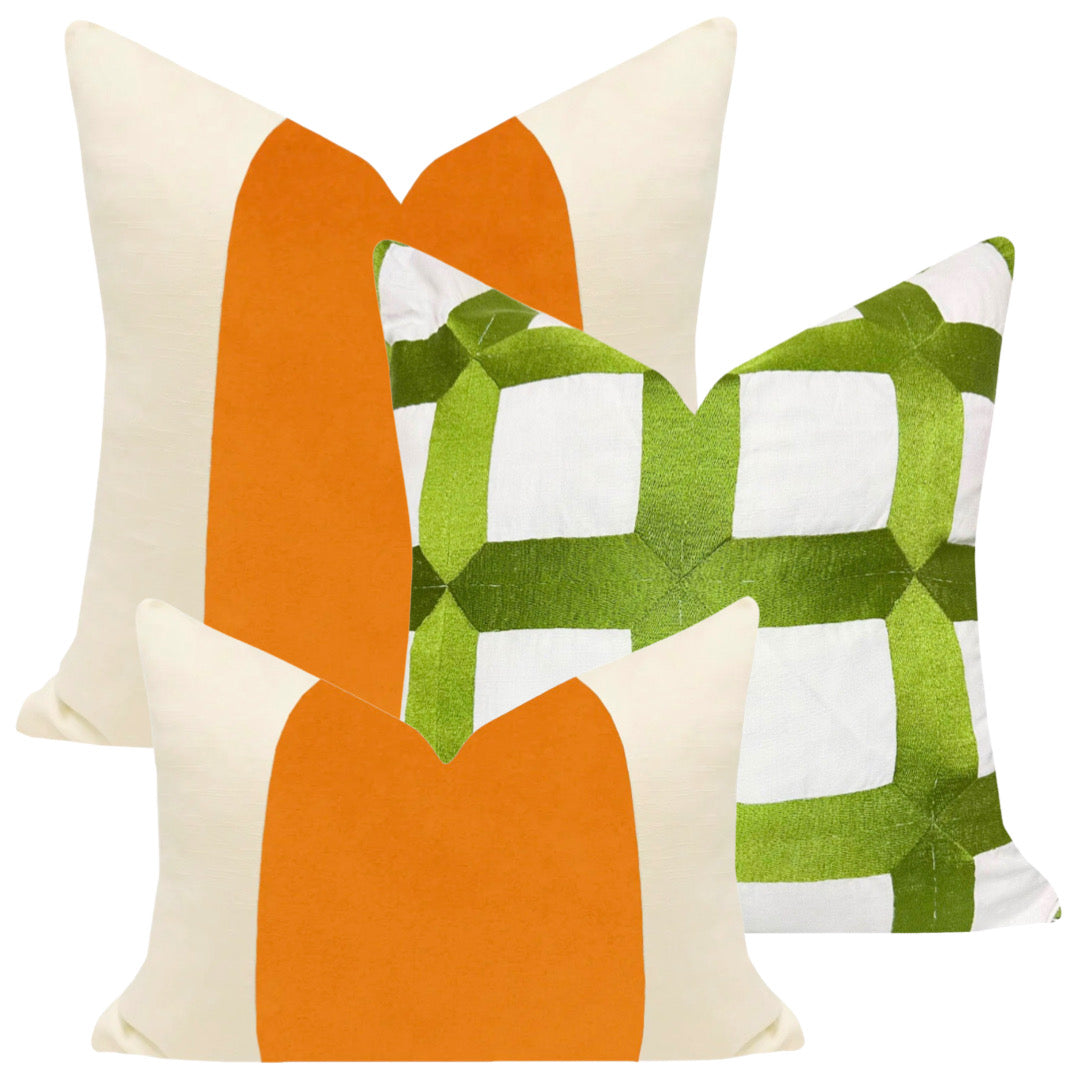 Mix & Match Green & Orange Pillows - James Ascher