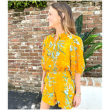 Sunshine Floral Organic Linen Bubble Shirt & Fit & Flare Shorts (sold separately)