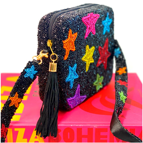 Handmade Black Stars Shoulder Bag