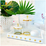 16” White or Black Wood tray with Gold Ball Design