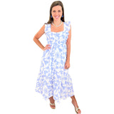 Blue Ruffle Cotton Ophelia Dress w/ Bow Back