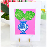 8x10 Chinoiserie Monstera Signed Print by Charlotte, NC Artist