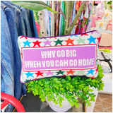 Needlepoint “Why Go Big When You Can Go Home” Pillow with Velvet Back
