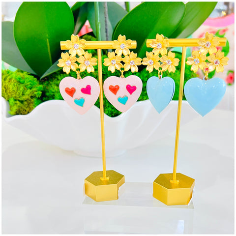 Handmade & Hand Painted 18K Gold Plated Earrings with Glass Stones