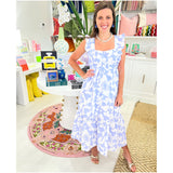 Blue Ruffle Cotton Ophelia Dress w/ Bow Back