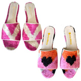 Handmade Silk Velvet Sandals with Heel