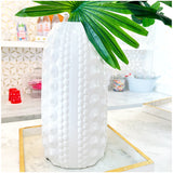 White 14.5” Hobnob Ceramic Urchin Vase