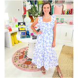 Blue Ruffle Cotton Ophelia Dress w/ Bow Back