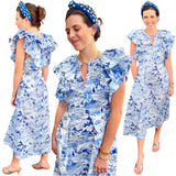 Cotton Chinoiserie Flutter Sleeve Sinclair Dress