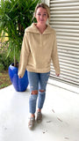 Taupe Knit Pullover Ollie Sweater with Optional Foldover Or High Neck