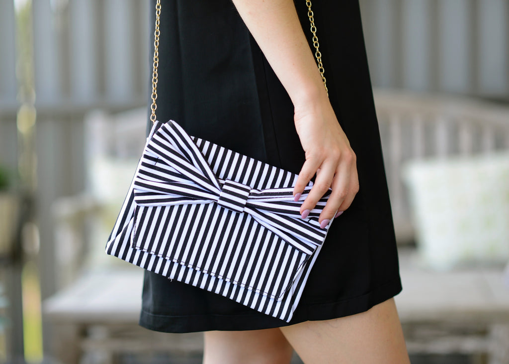 Buy Women Black Stripe Casual Handbag Online - 350363 | Van Heusen